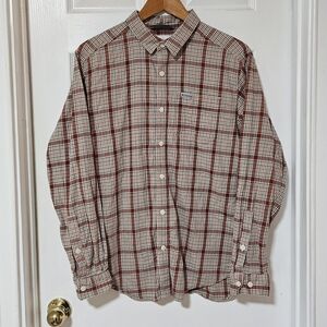 Columbia Men's Performance Hunting Gear Shirt Plaid White Black Red SizeM
